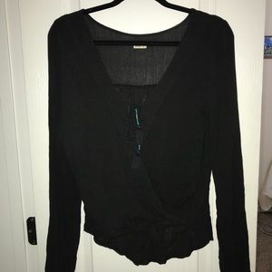 Gauzy black wrap top